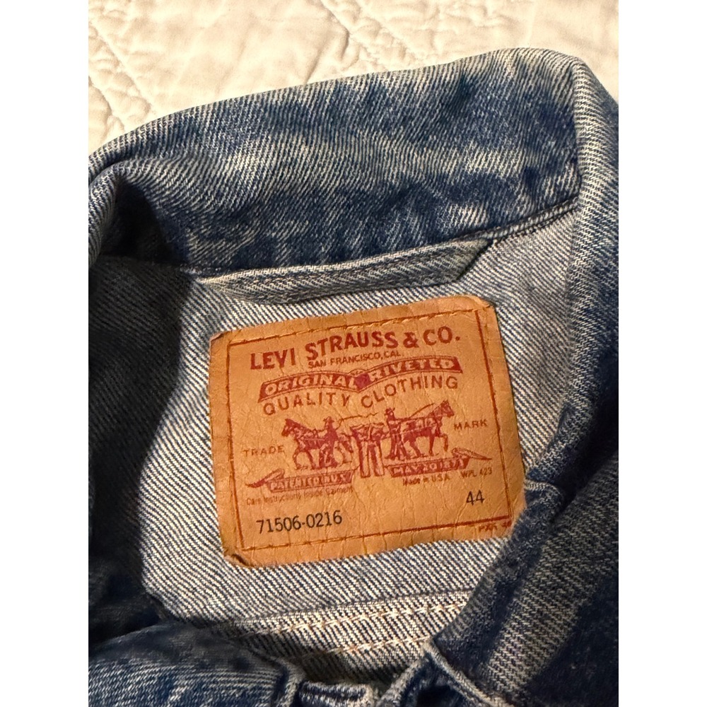 Levi's Denim Trucker Jacket Mens 44 Blue Vintage 90s 71506-0216 Made in USA - Picture 7 of 11